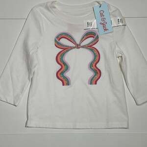 NWT Cat & Jack Baby Girls' Long Sleeve Rainbow Bow Graphic Shirt Sz 18M
